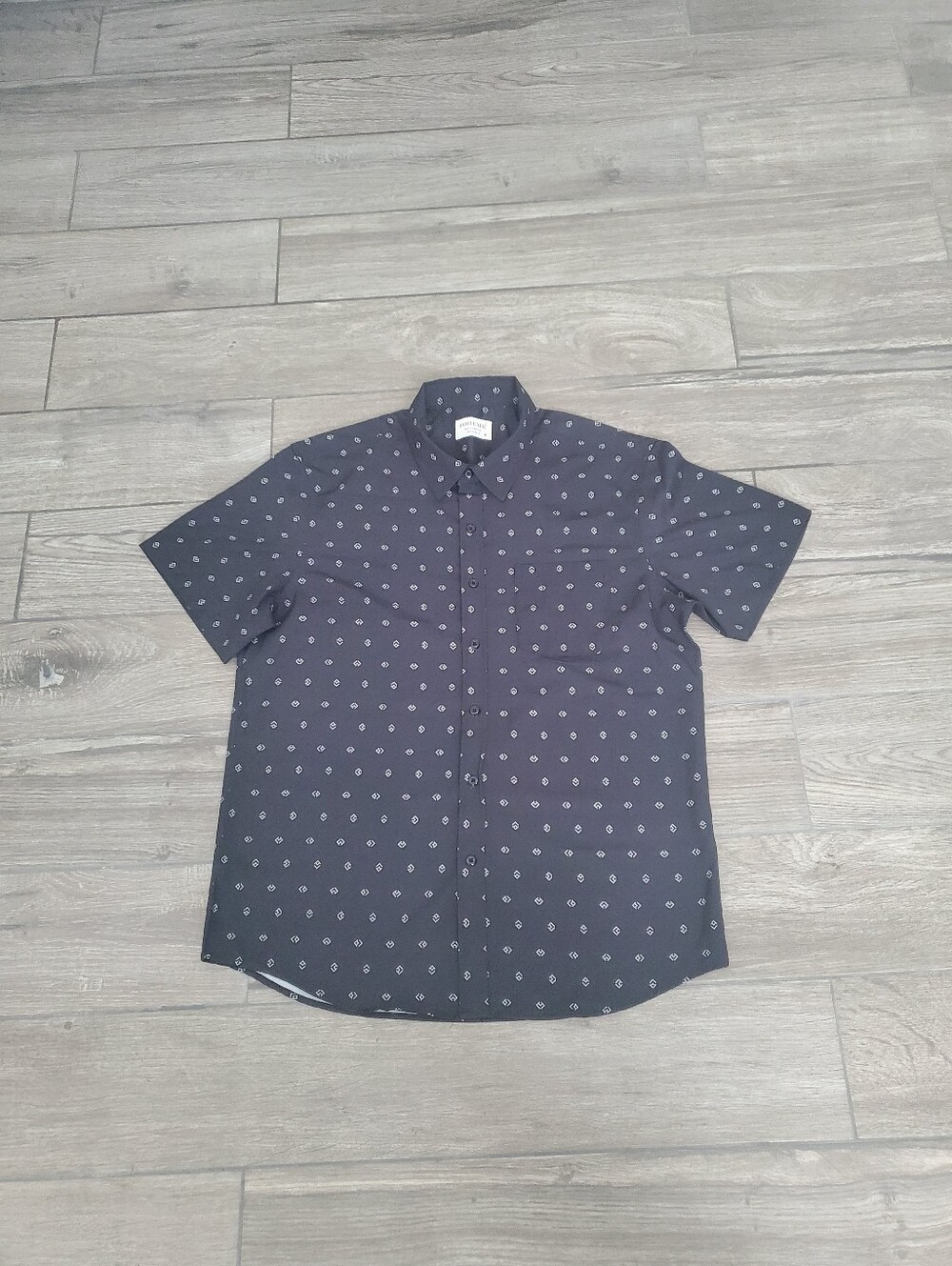 FOHEMR polyester blend printed pocketed short sleeve shirt